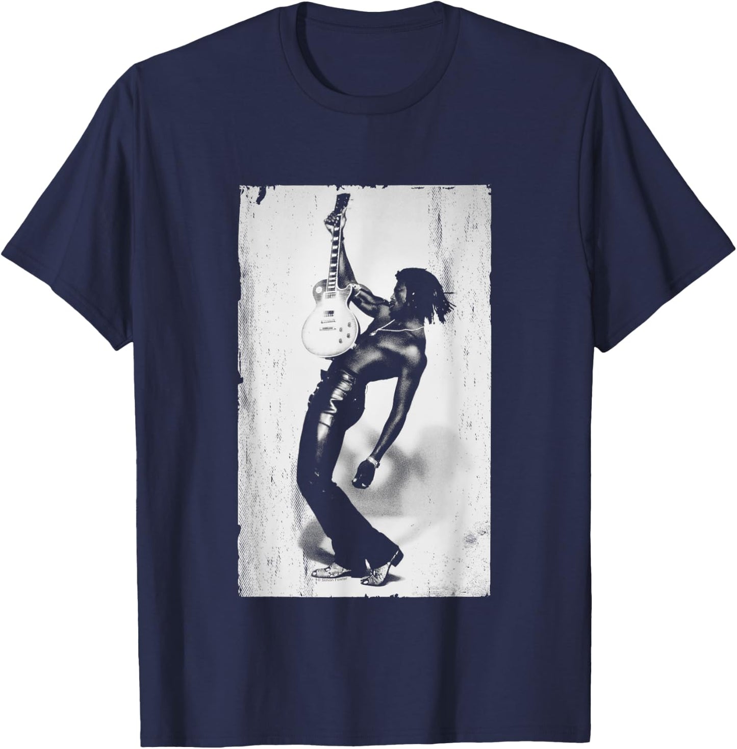 Singer Seal Guitar Studio Shot Distress By Simon Fowler T-Shirt - T-Shirt | Navy