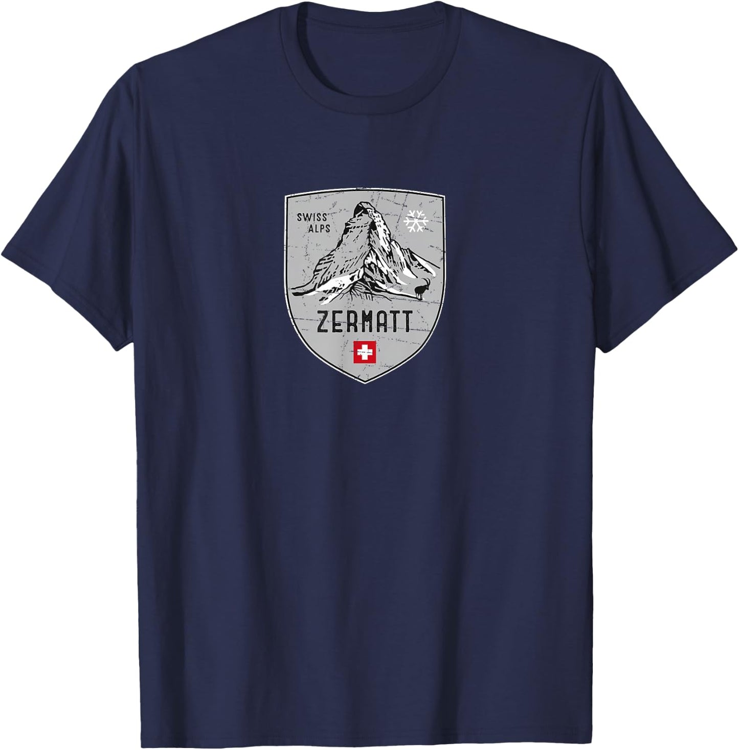 Zermatt Matterhorn Mountain Switzerland Emblem T-Shirt - T-Shirt | Navy