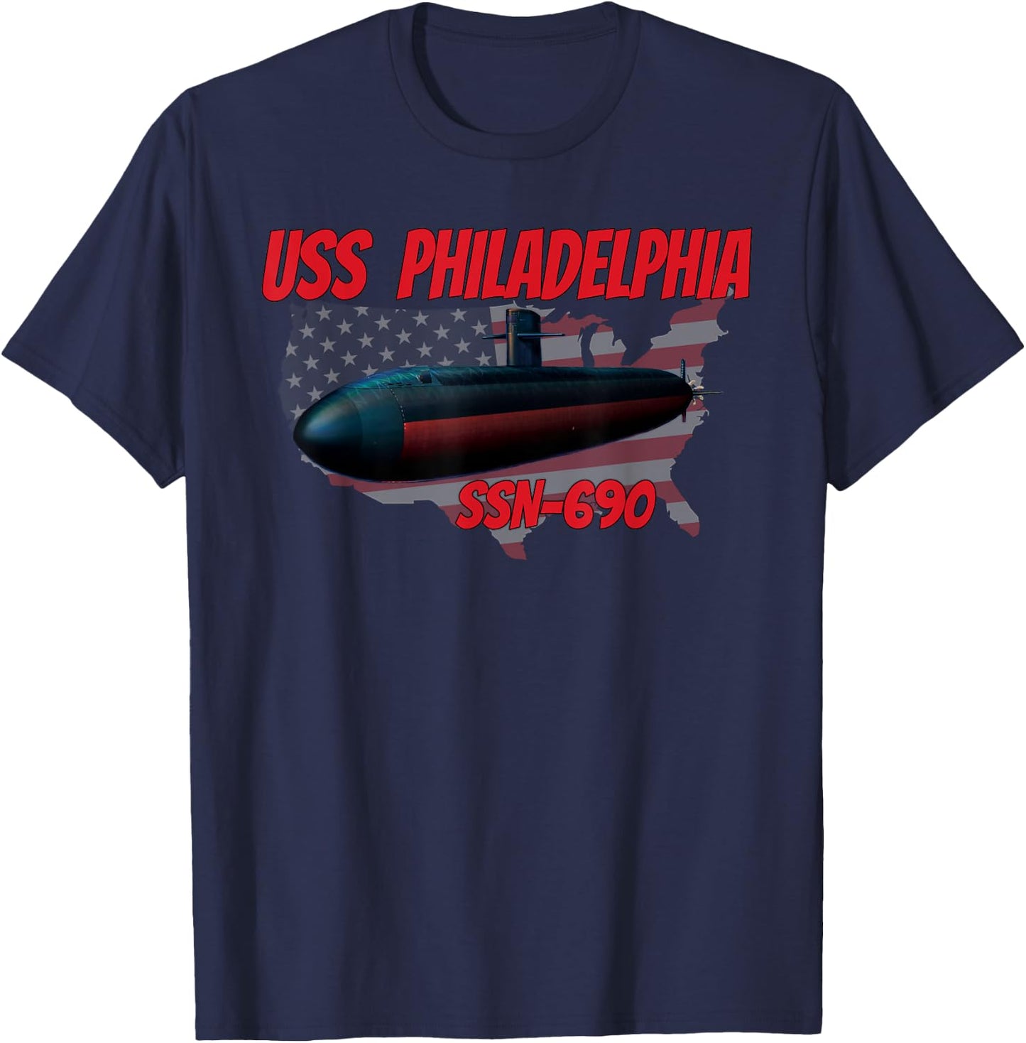 USS Philadelphia SSN-690 Submarine Veterans Father Grandpa T-Shirt - T-Shirt | Navy