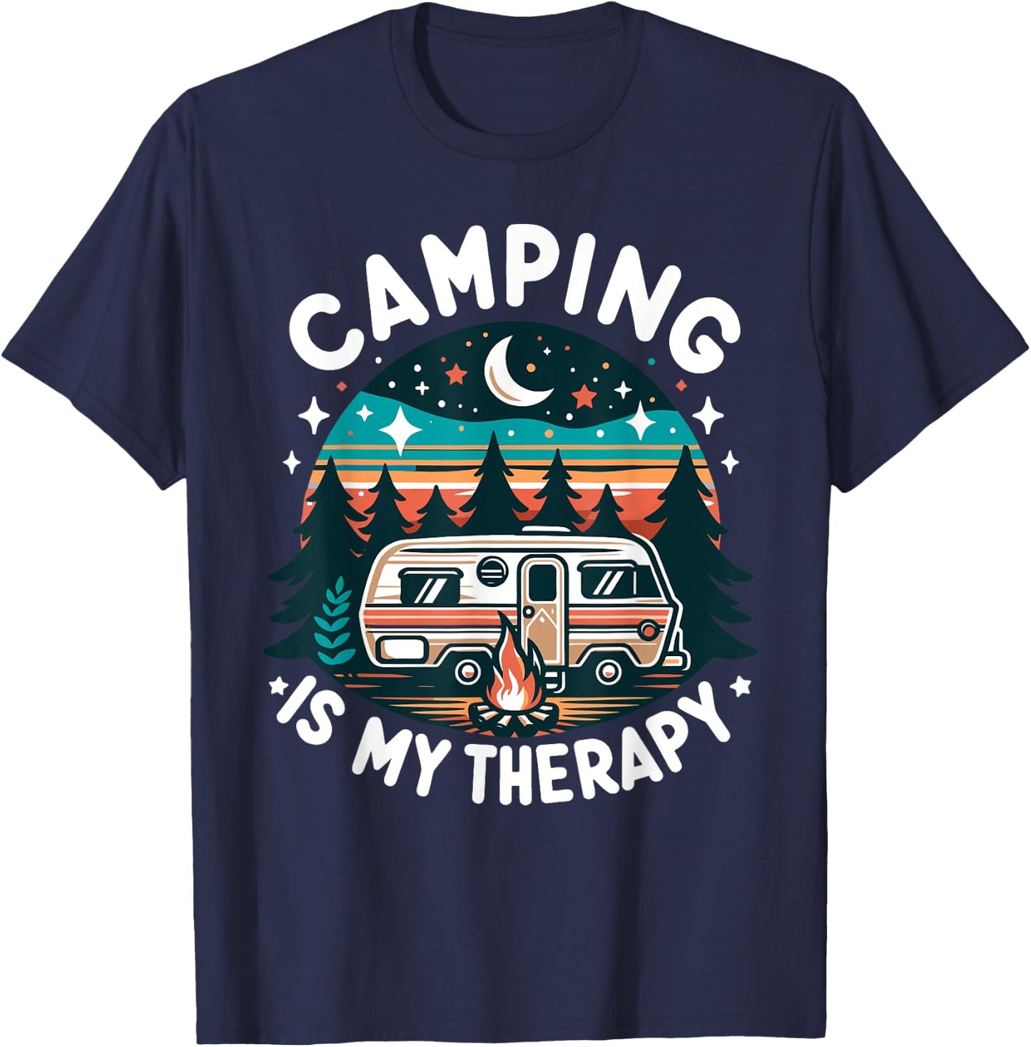 Camping Is My Therapy Summer Vacation Family Matching Funny Women Girls Kids T-Shirt - T-Shirt | Navy