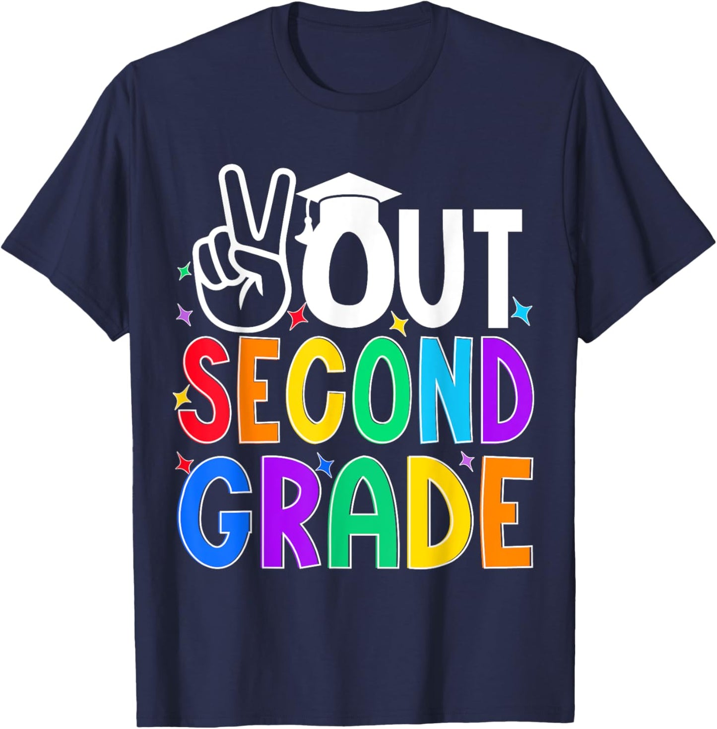 Peace Out Second Grade Last Day of Second Grade Kids T-Shirt - T-Shirt | Navy
