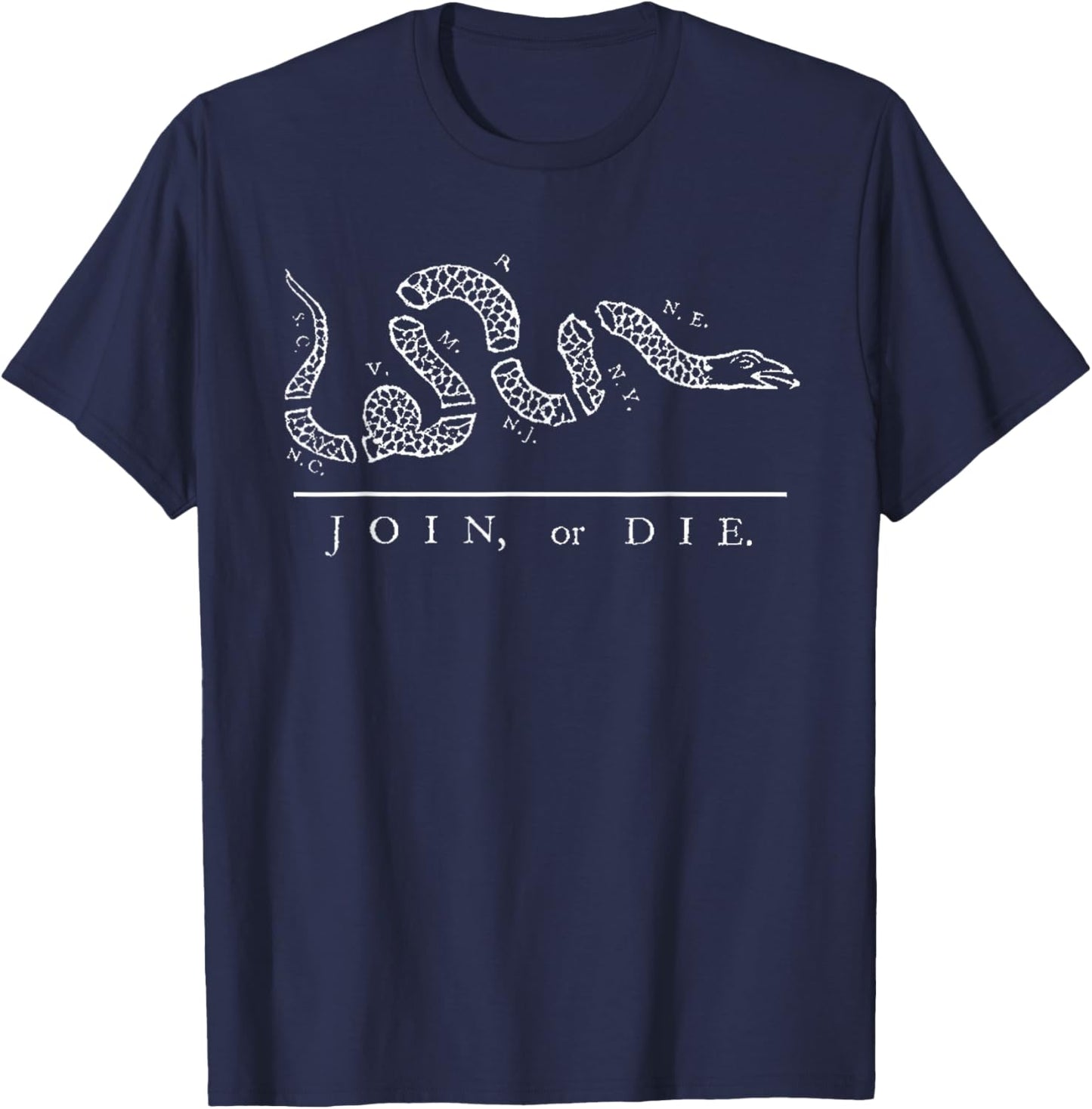 Benjamin Franklin Join or Die 1754 American Snake Shirt T-Shirt - T-Shirt | Navy