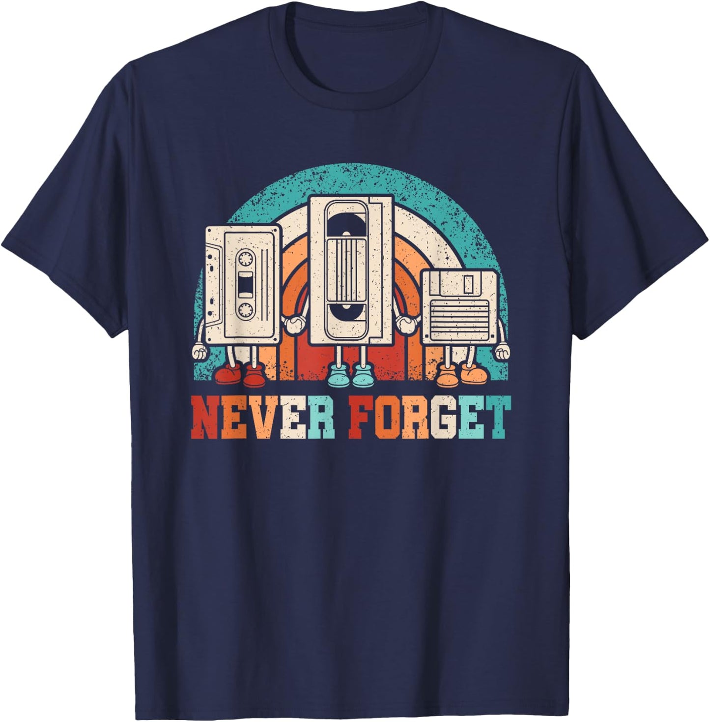 Never Forget Cassette 80s 90s Retro Outfit Men Women Kids T-Shirt - T-Shirt | Navy