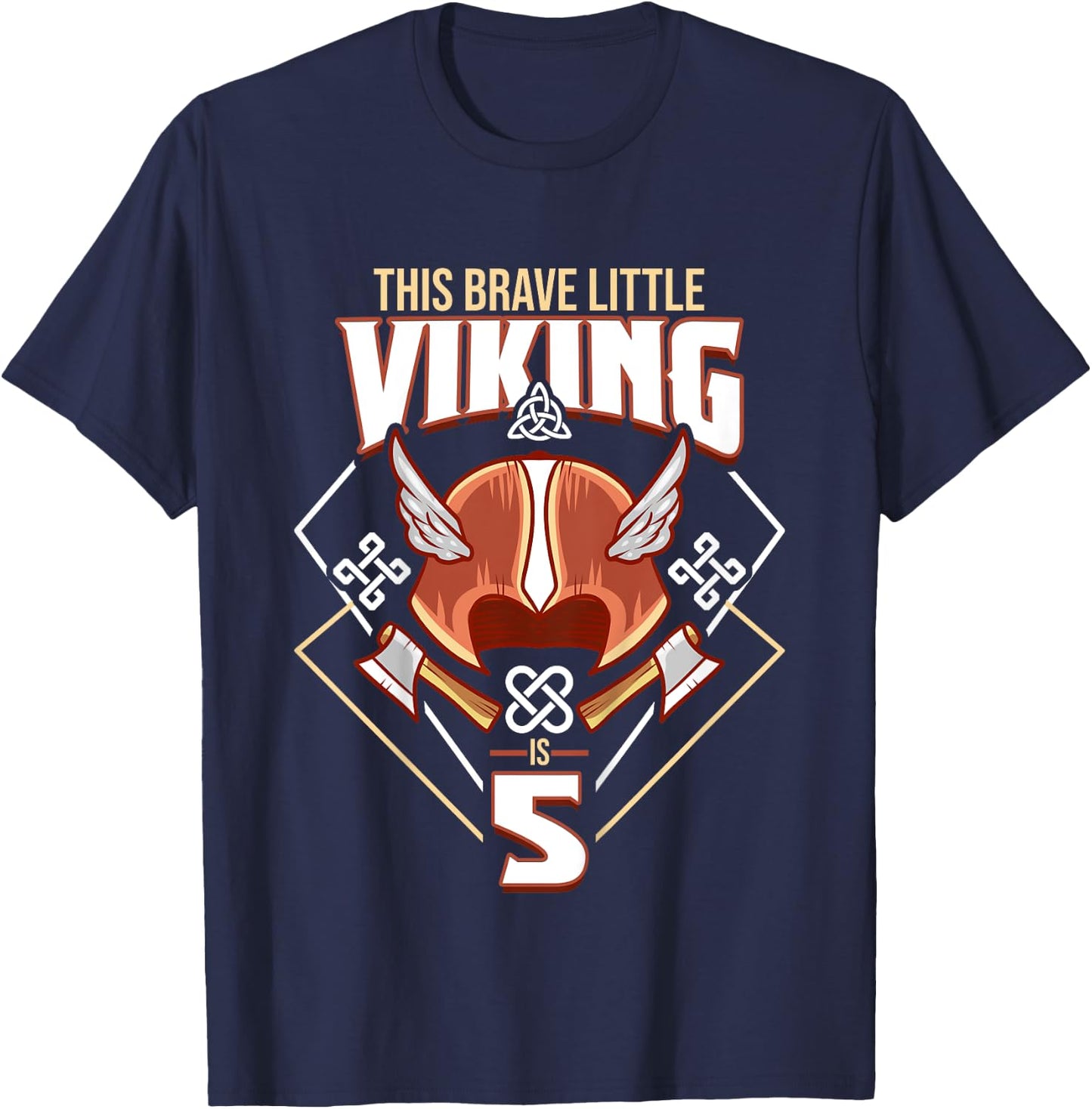 Kids This Brave Little Viking Is 5 - Cool Viking 5th Birthday T-Shirt - T-Shirt | Navy