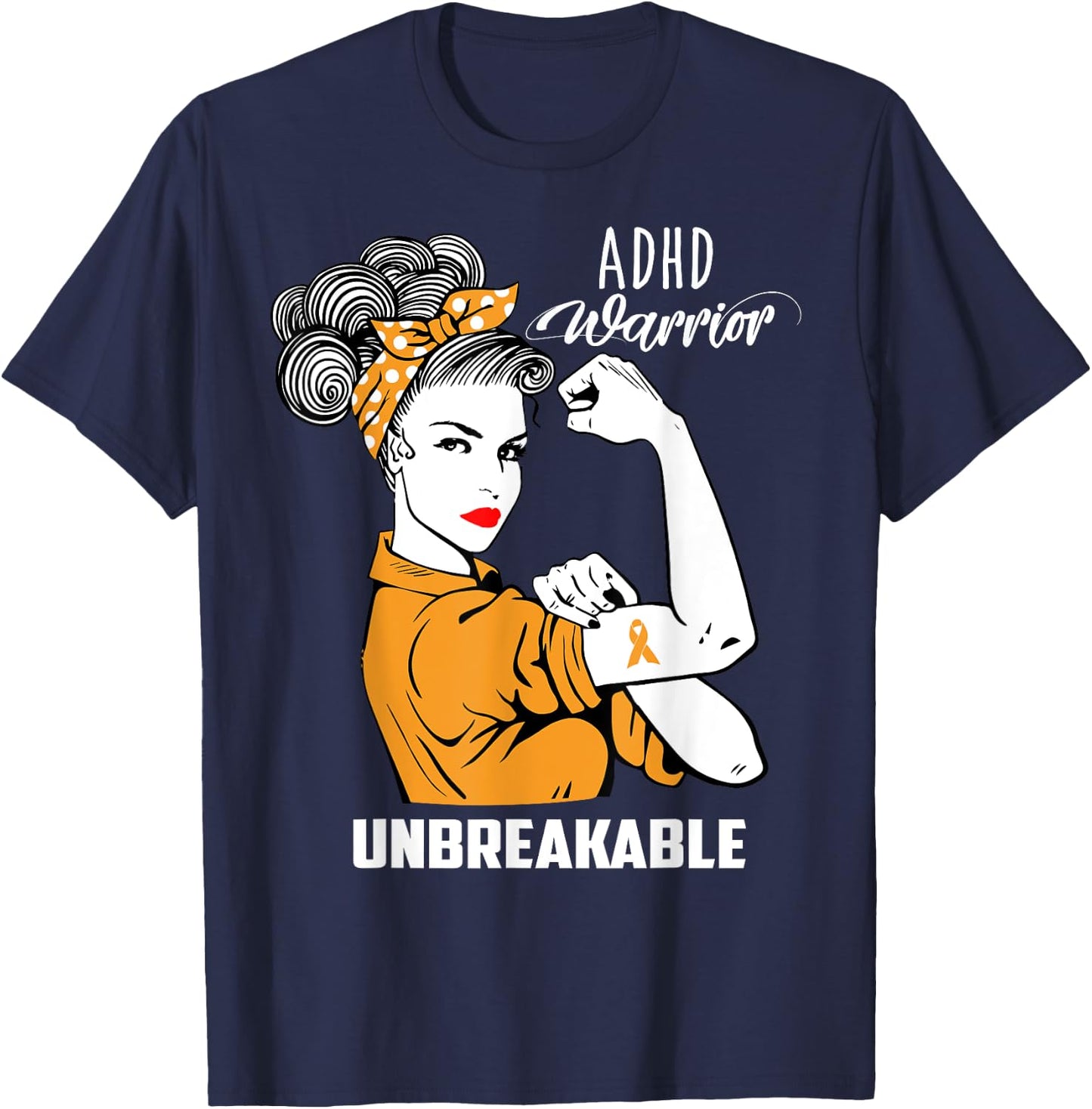 ADHD Warrior Unbreakable Shirt ADHD Awareness Gift T-Shirt - T-Shirt | Navy
