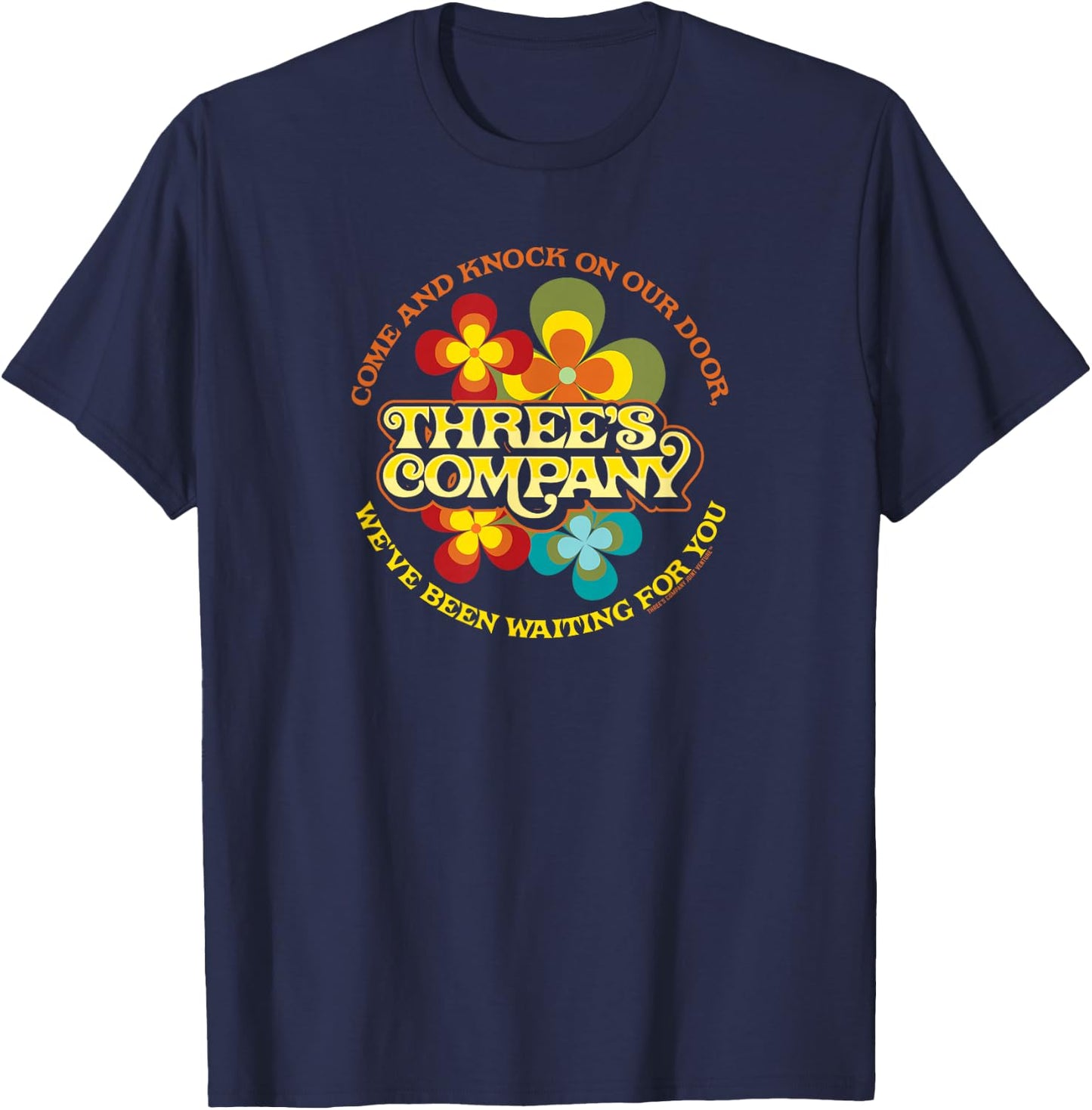 Three's Company TV Show Vintage Floral Graphic T-Shirt - T-Shirt | Navy