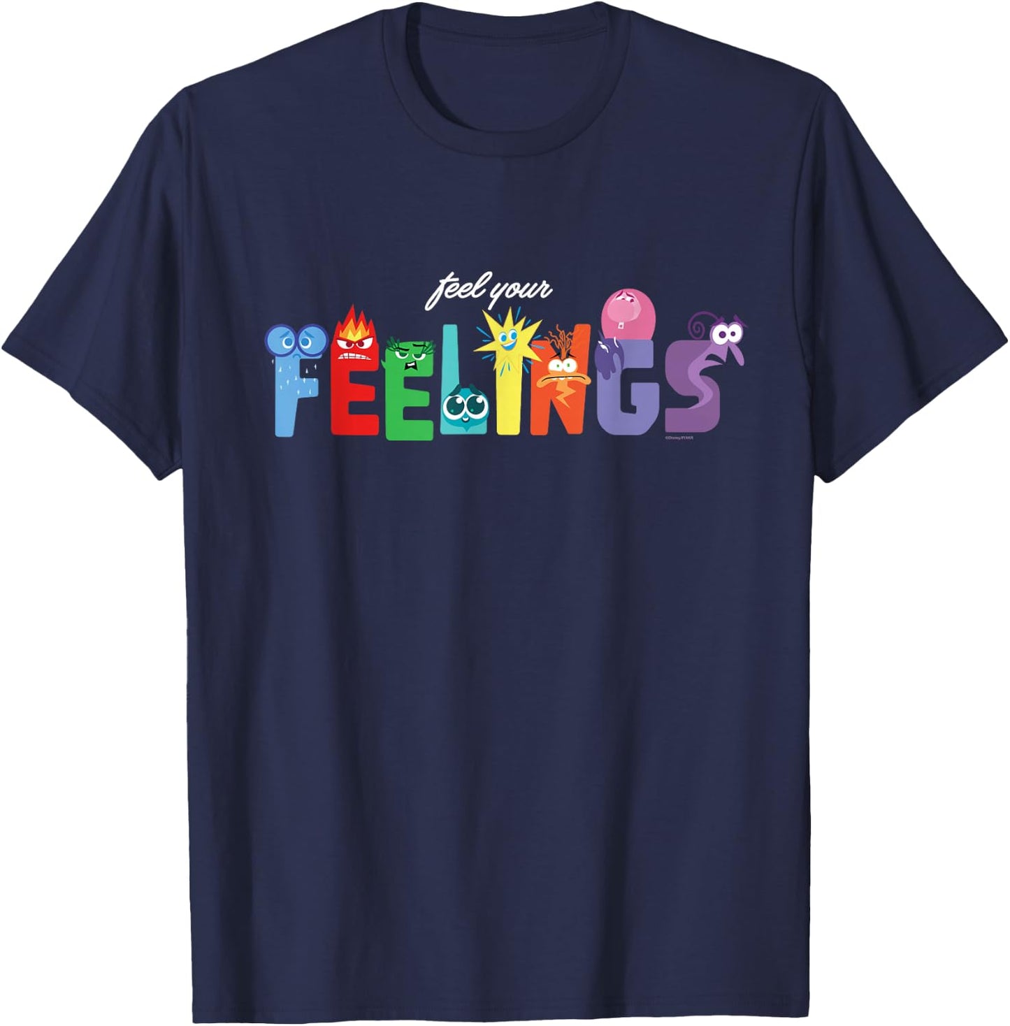 Disney and Pixar’s Inside Out 2 Emotions Feel Your Feelings T-Shirt - T-Shirt | Navy