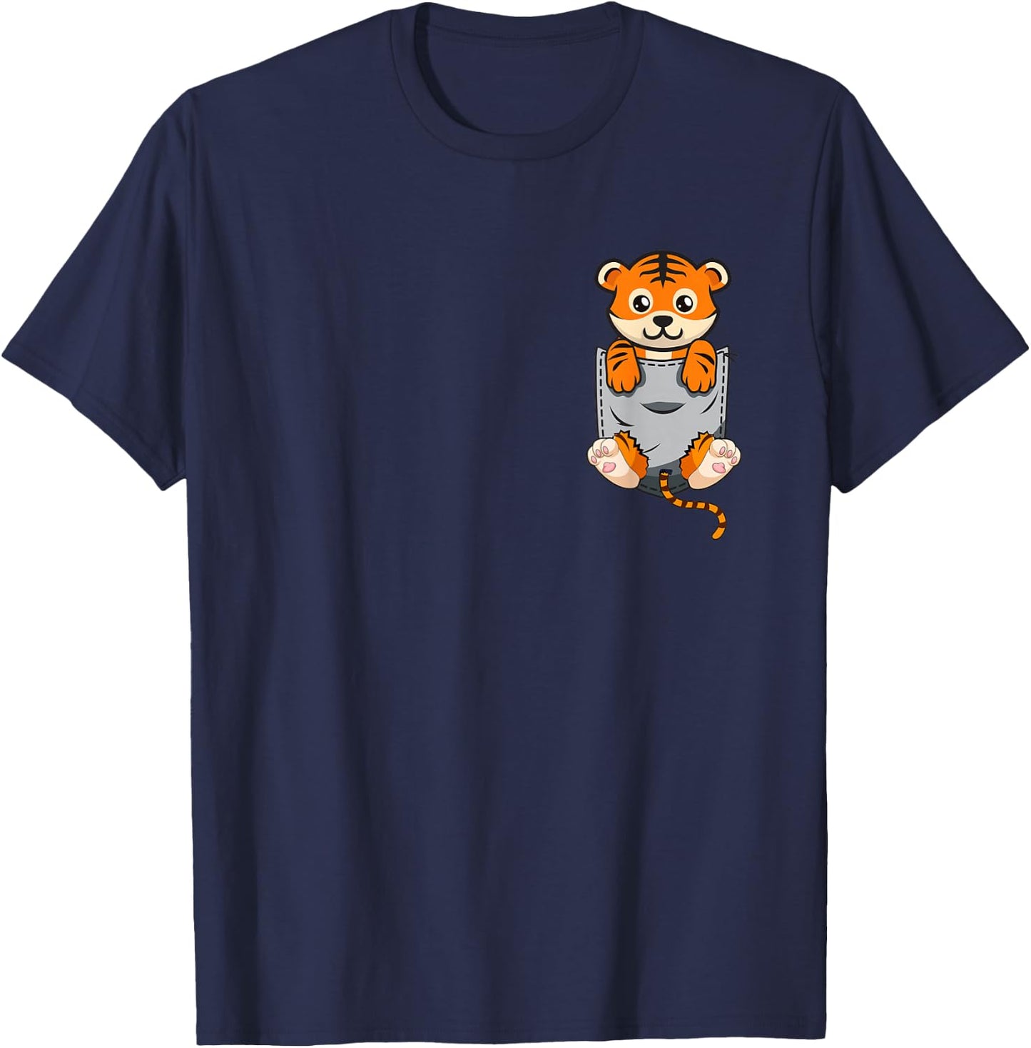 Cute Pocket Tiger Funny Animal Lover Adorable Tiger Cub T-Shirt - T-Shirt | Navy