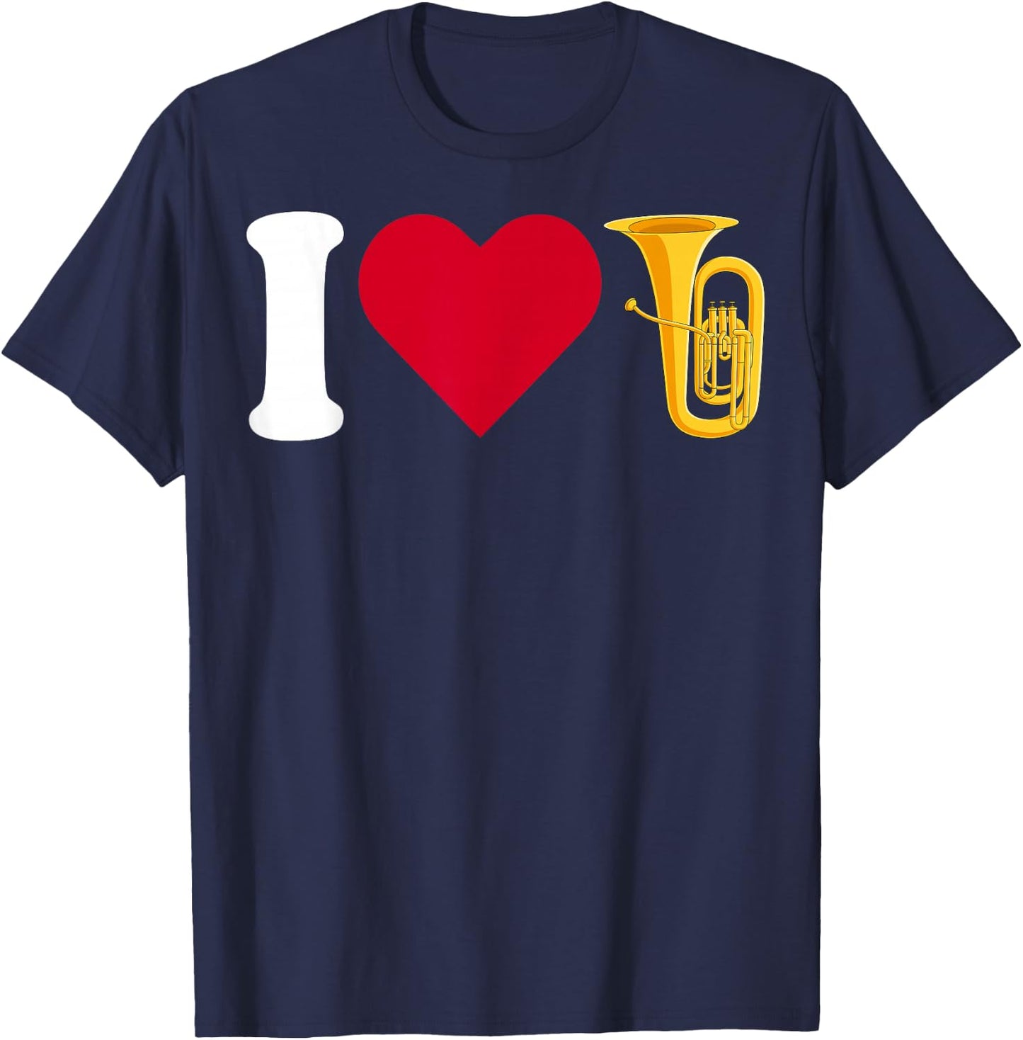 I Love Tuba - Love Heart Brass Musician Tuba Player Gifts T-Shirt - T-Shirt | Navy
