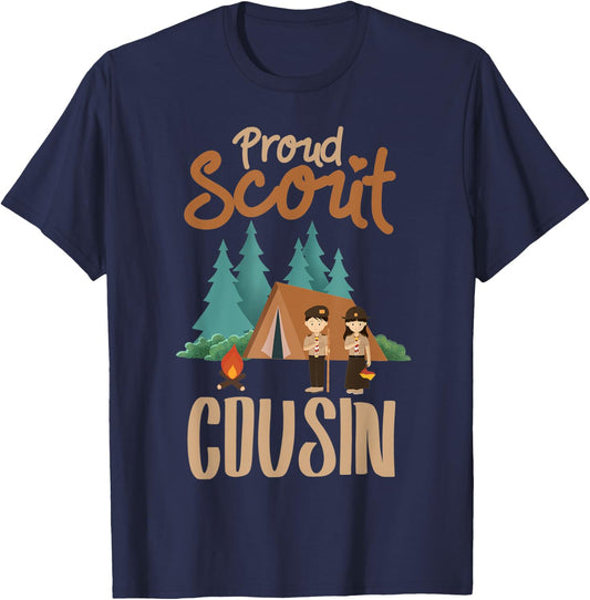 Proud Scout Cousin Camping Scout Scouting Leader Adventure T-Shirt - T-Shirt | Navy