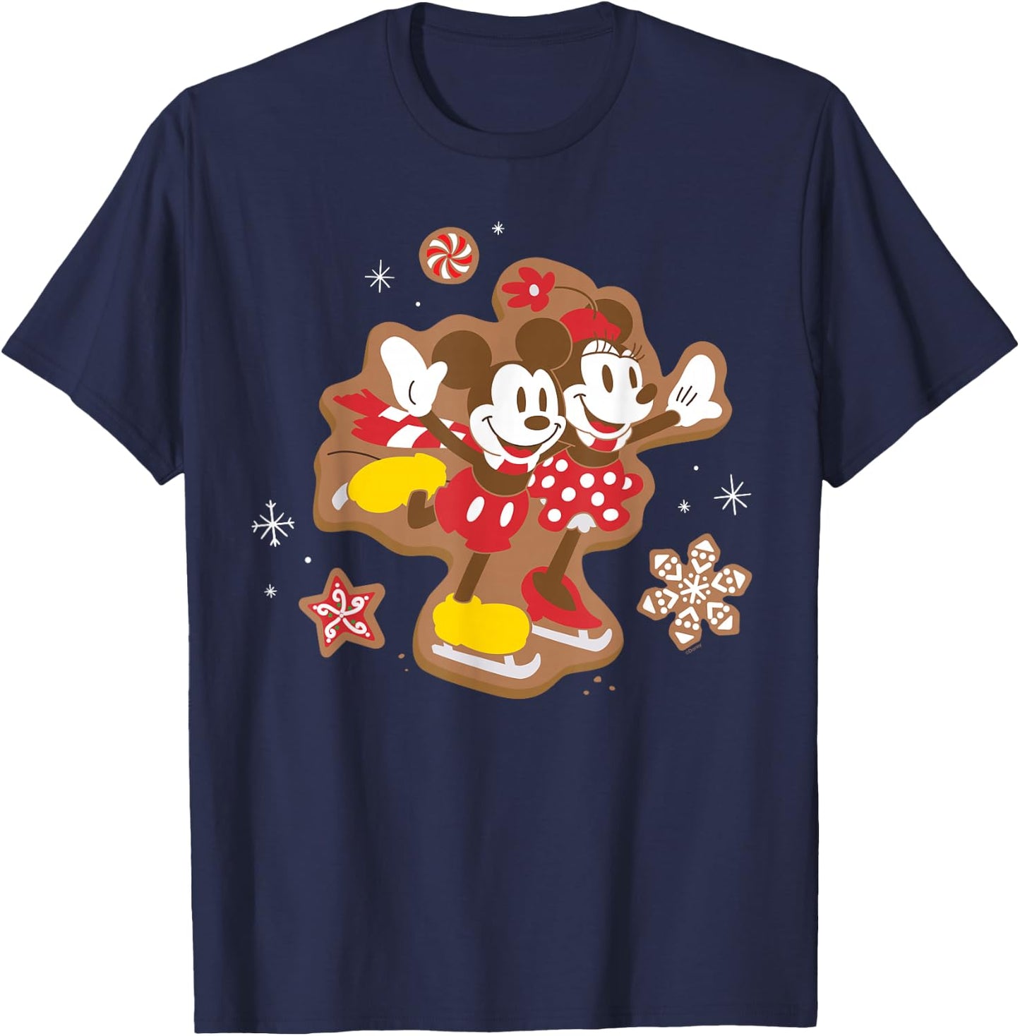 Disney Mickey & Minnie Ice Skating Gingerbread Holiday T-Shirt - T-Shirt | Navy