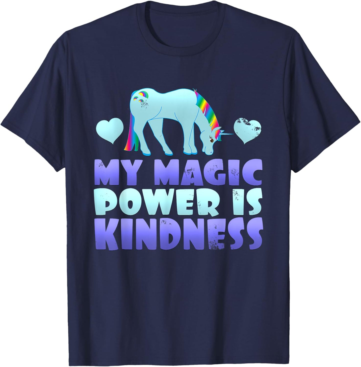 Cute Magic Power Is Kindness Unicorn Stop Bullying T-Shirt - T-Shirt | Navy