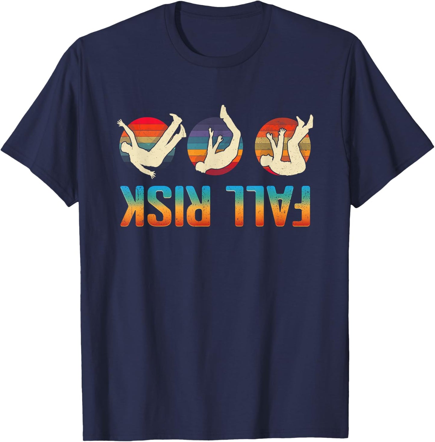 Falls Risk Balance Issues Falling Over Joke Up Side Down T-Shirt - T-Shirt | Navy