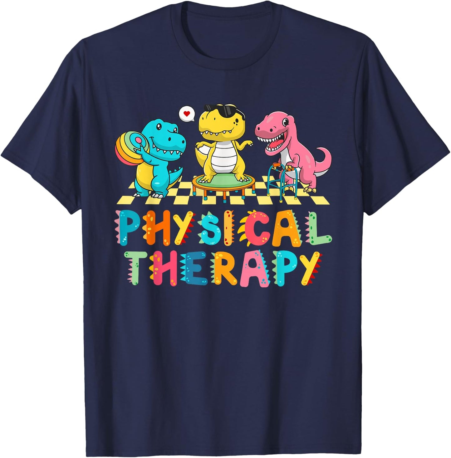 Pediatric Physical Therapist Cute Dinosaur PT PTA Therapy T-Shirt - T-Shirt | Navy