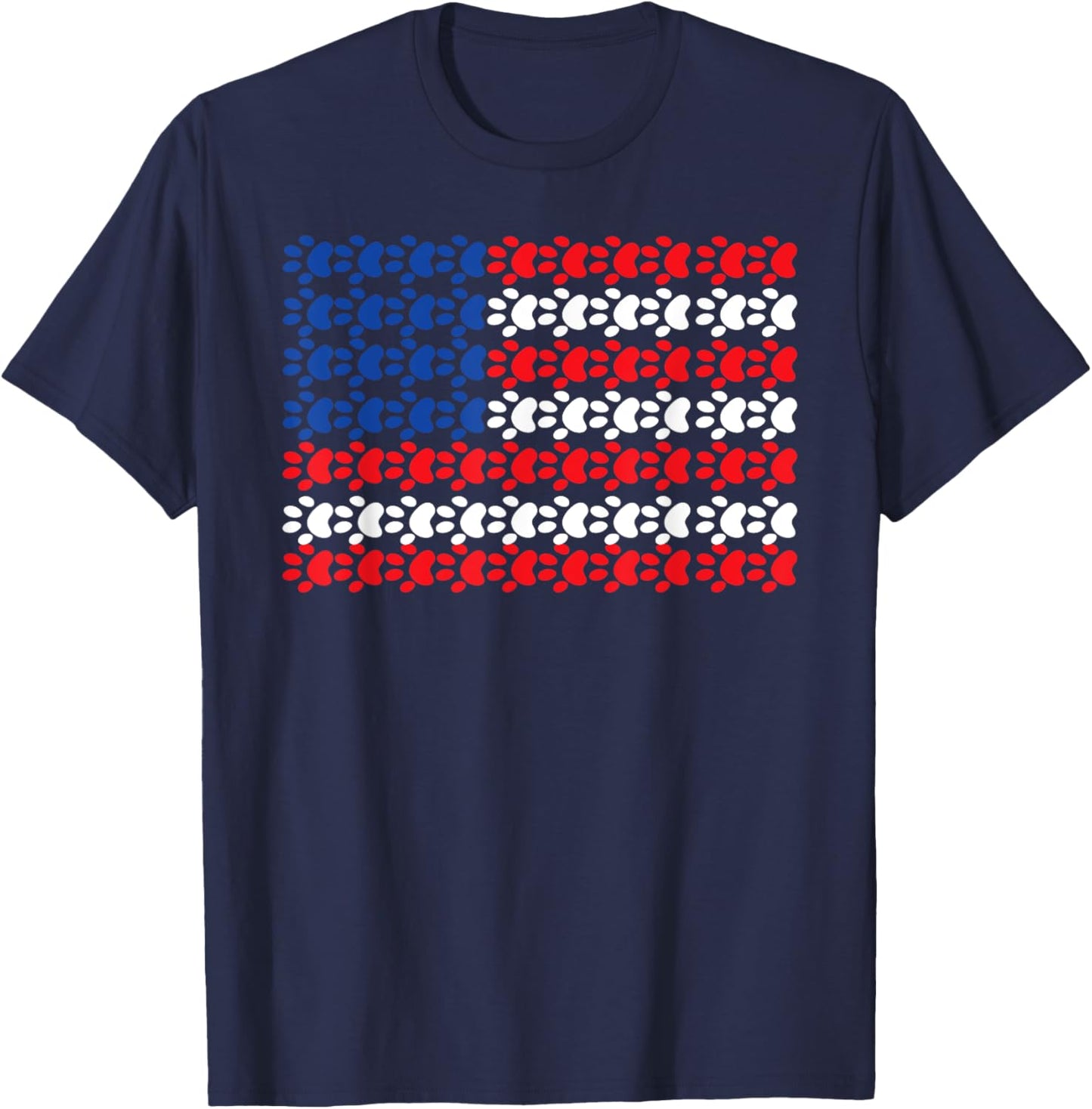 American Flag Dow Paw Patriotic T-Shirt - T-Shirt | Navy