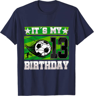 Soccer Birthday Party - 13th Birthday Boy 13 Years Old T-Shirt - T-Shirt | Navy