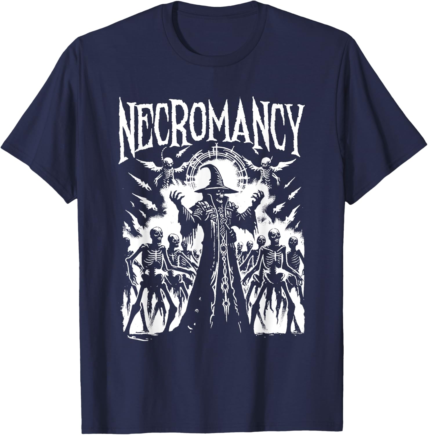 Necromancer - Vintage Creepy Monster Halloween Lover T-Shirt - T-Shirt | Navy