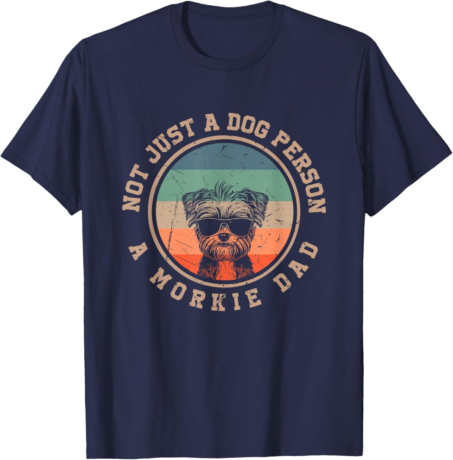 Vintage Morkie Dad Gifts Funny Bernard Dog Dad Fathers Day Men Women Kids T-Shirt - T-Shirt | Navy