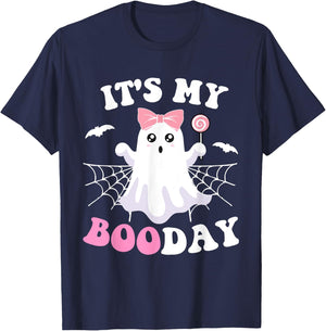It's My Boo Day Cute Halloween Birthday Pink Ghost Girls T-Shirt - T-Shirt | Navy