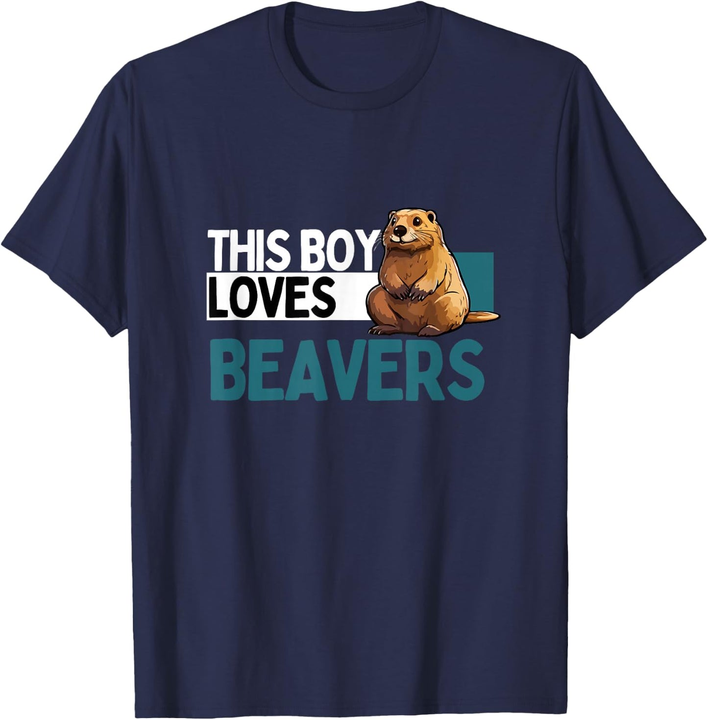 Funny Beaver Shirt Boys Animal Beaver Lover T-Shirt - T-Shirt | Navy