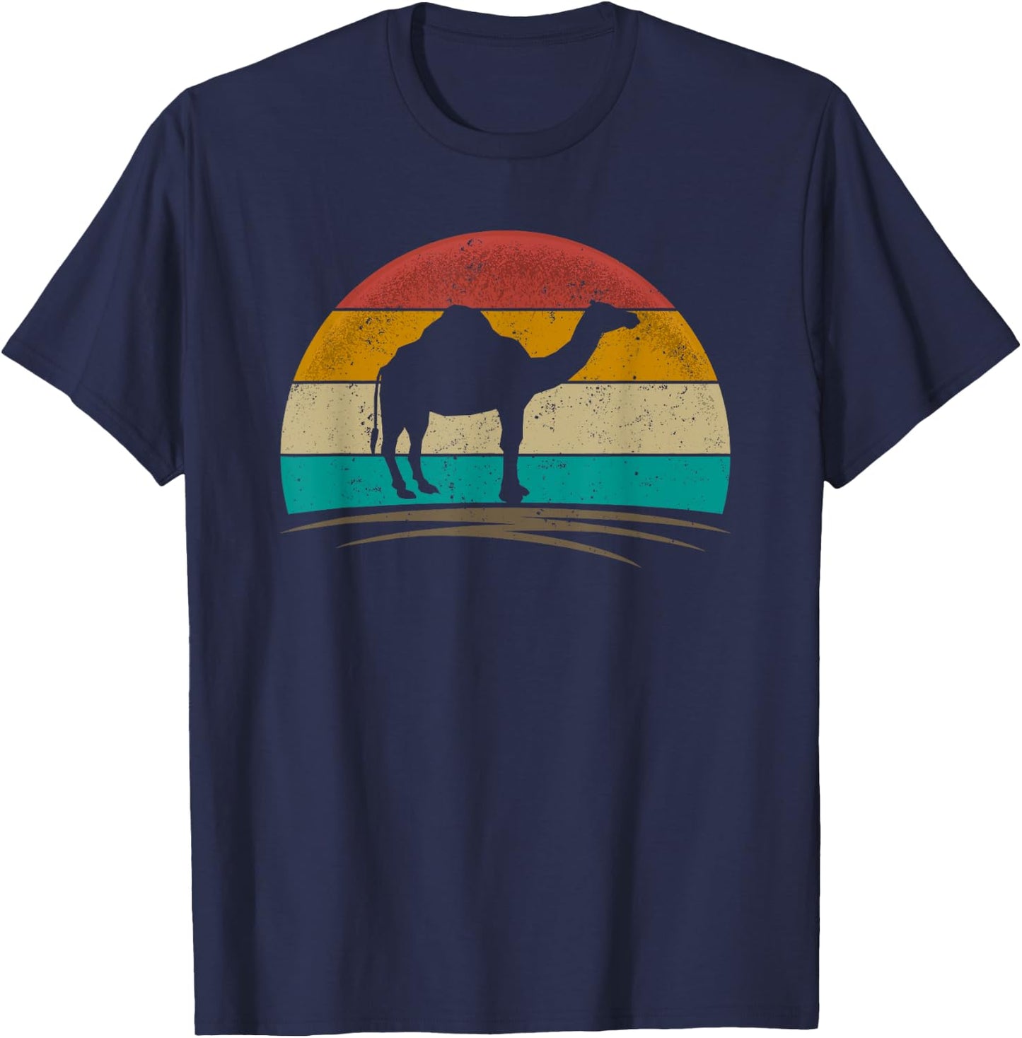 Vintage Dromedary Retro Distressed Arabian Camel Men Women T-Shirt - T-Shirt | Navy
