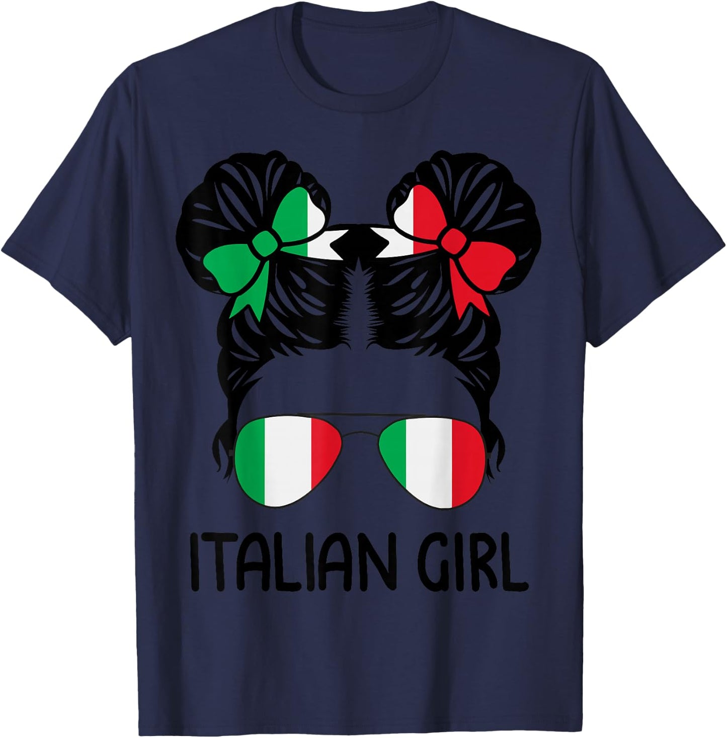 Italian Girl Messy Hair Italy Pride Patriotic Kids T-Shirt - T-Shirt | Navy