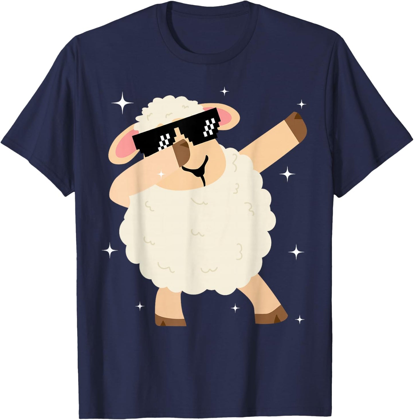 Men Women Kids Funny Sheep Dabbing Animals Wildlife Parties T-Shirt - T-Shirt | Navy
