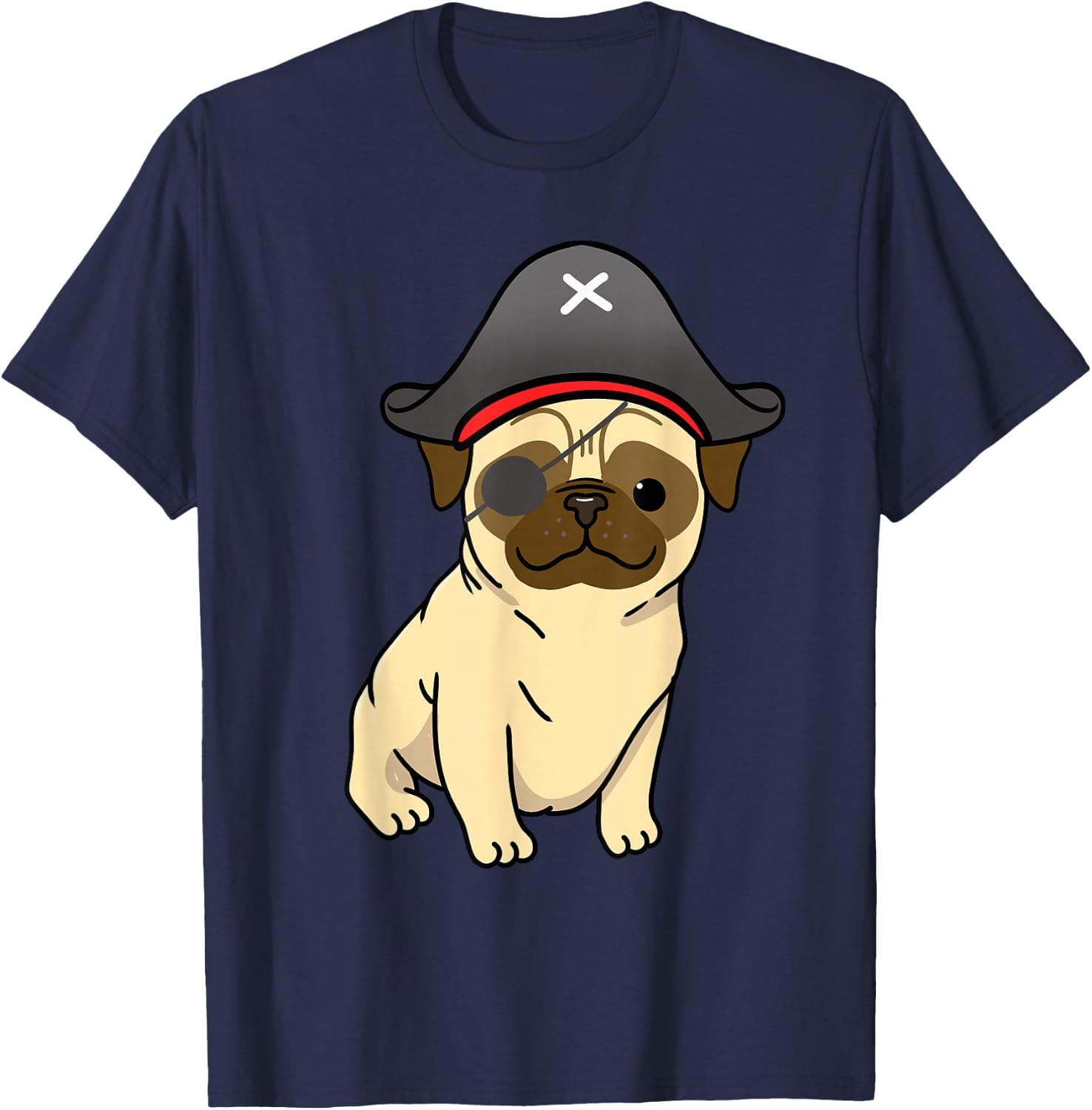 Pug Pirate Pug Halloween T-Shirt - T-Shirt | Navy