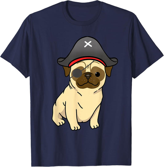 Pug Pirate Pug Halloween T-Shirt - T-Shirt | Navy