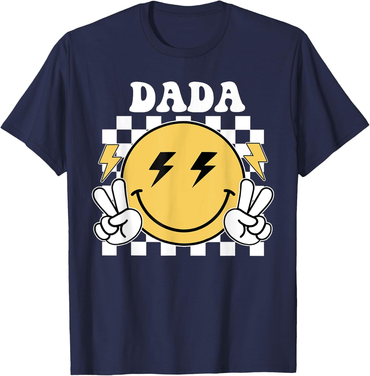 Dada One Happy Dude Birthday Theme Family Matching , Small, Black T-Shirt - T-Shirt | Navy