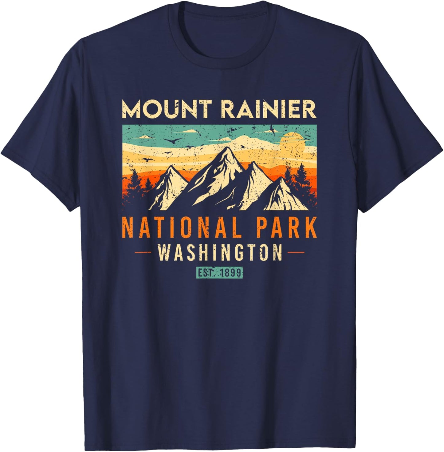 Mount Rainier Est 1899 Washington Retro National Park T-Shirt - T-Shirt | Navy