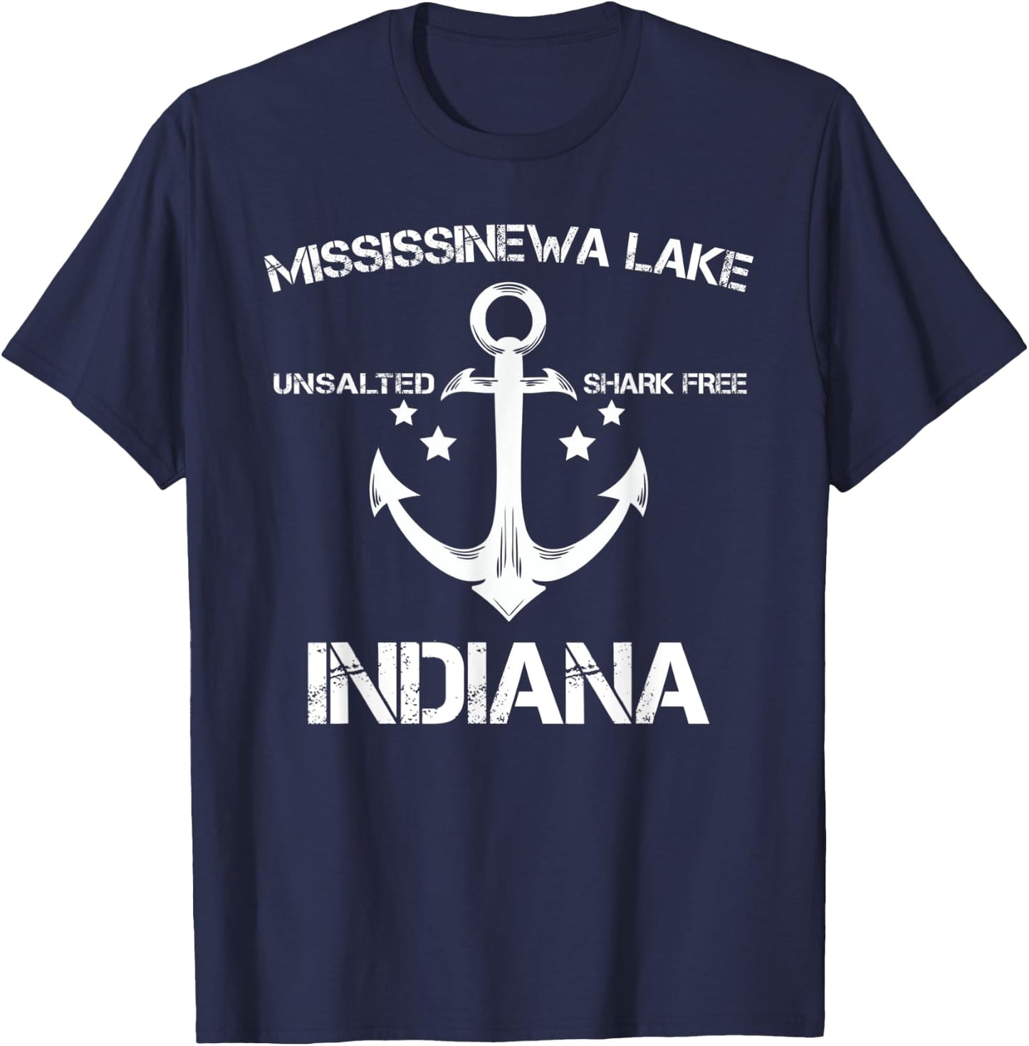 MISSISSINEWA LAKE INDIANA Funny Fishing Camping Summer Gift Women Kids T-Shirt - T-Shirt | Navy