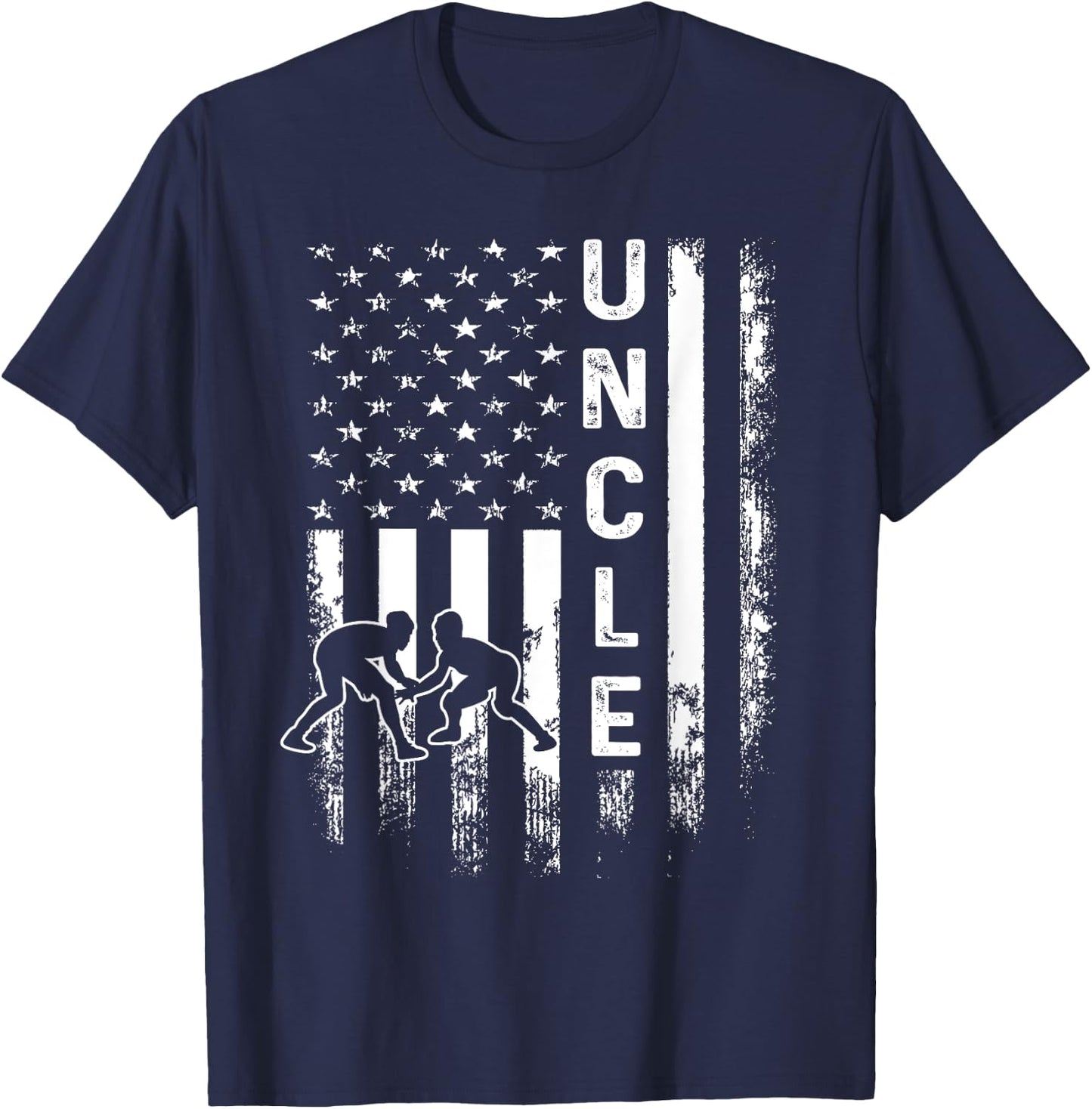 Wrestling Uncle American Flag Vintage Christmas Xmas T-Shirt - T-Shirt | Navy