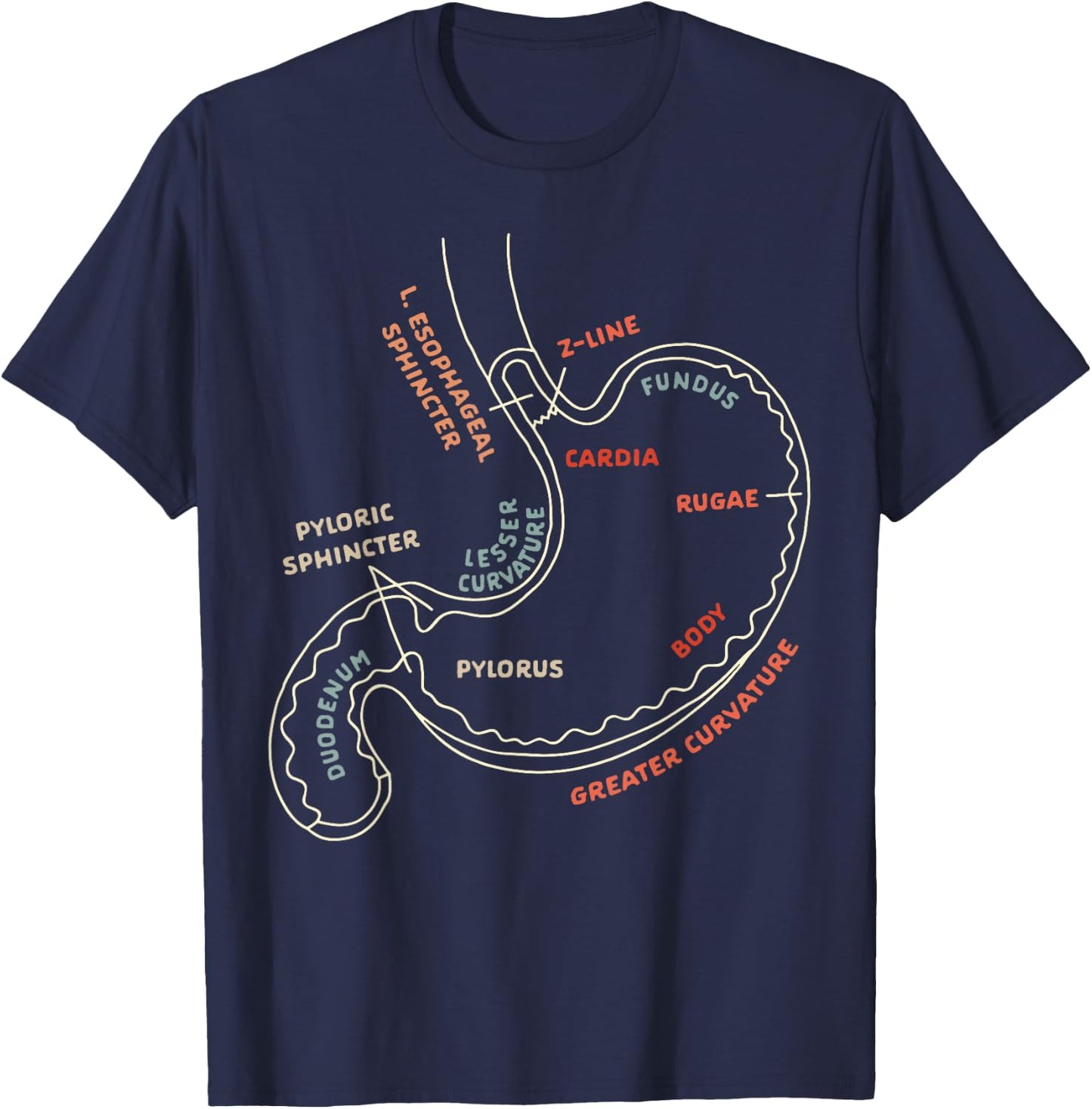 Gastroenterologist GI Nurse Gastroparesis Stomach Anatomy T-Shirt - T-Shirt | Navy