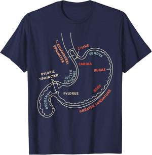 Gastroenterologist GI Nurse Gastroparesis Stomach Anatomy T-Shirt - T-Shirt | Navy