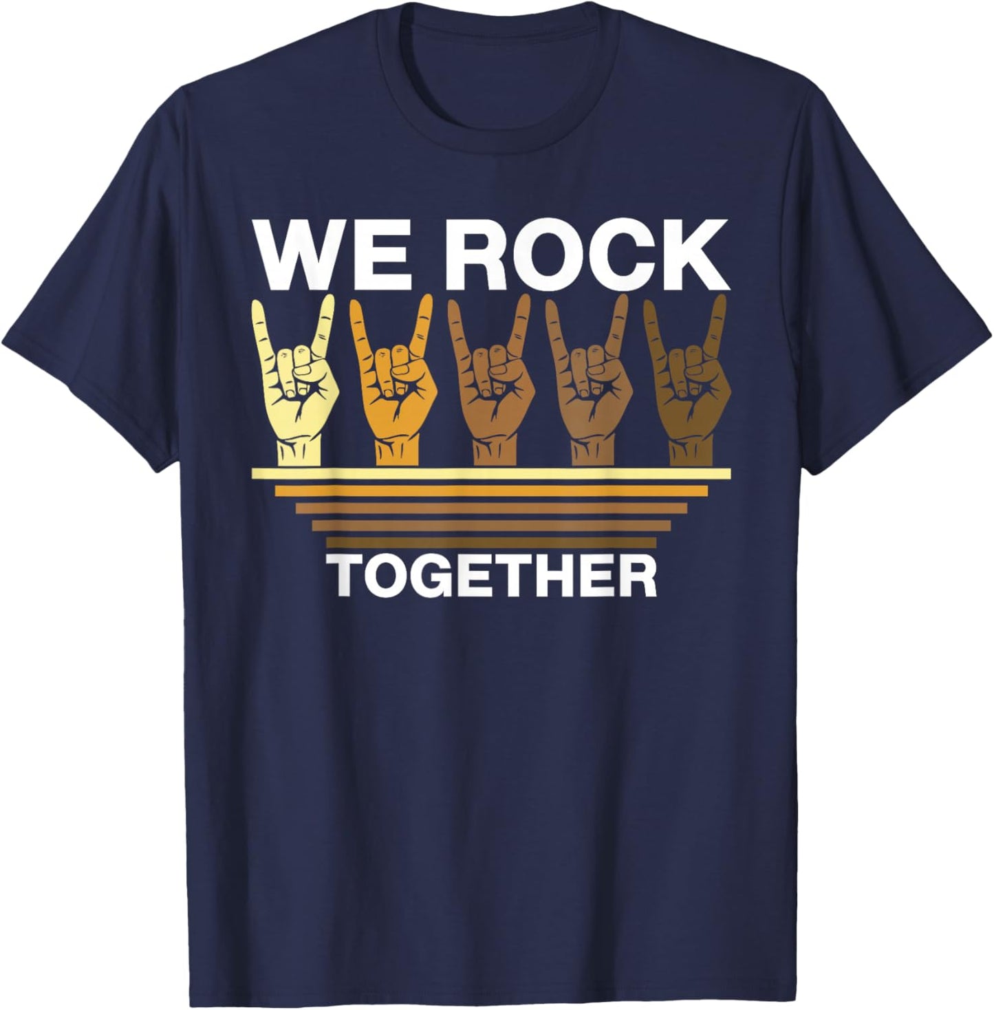 We Rock Together Vintage Rock Distressed Rock Music T-Shirt - T-Shirt | Navy