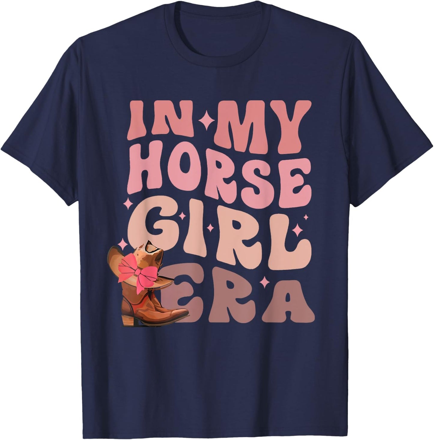 In My Horse Girl Era Cowgirl Western Rodeo Groovy T-Shirt - T-Shirt | Navy
