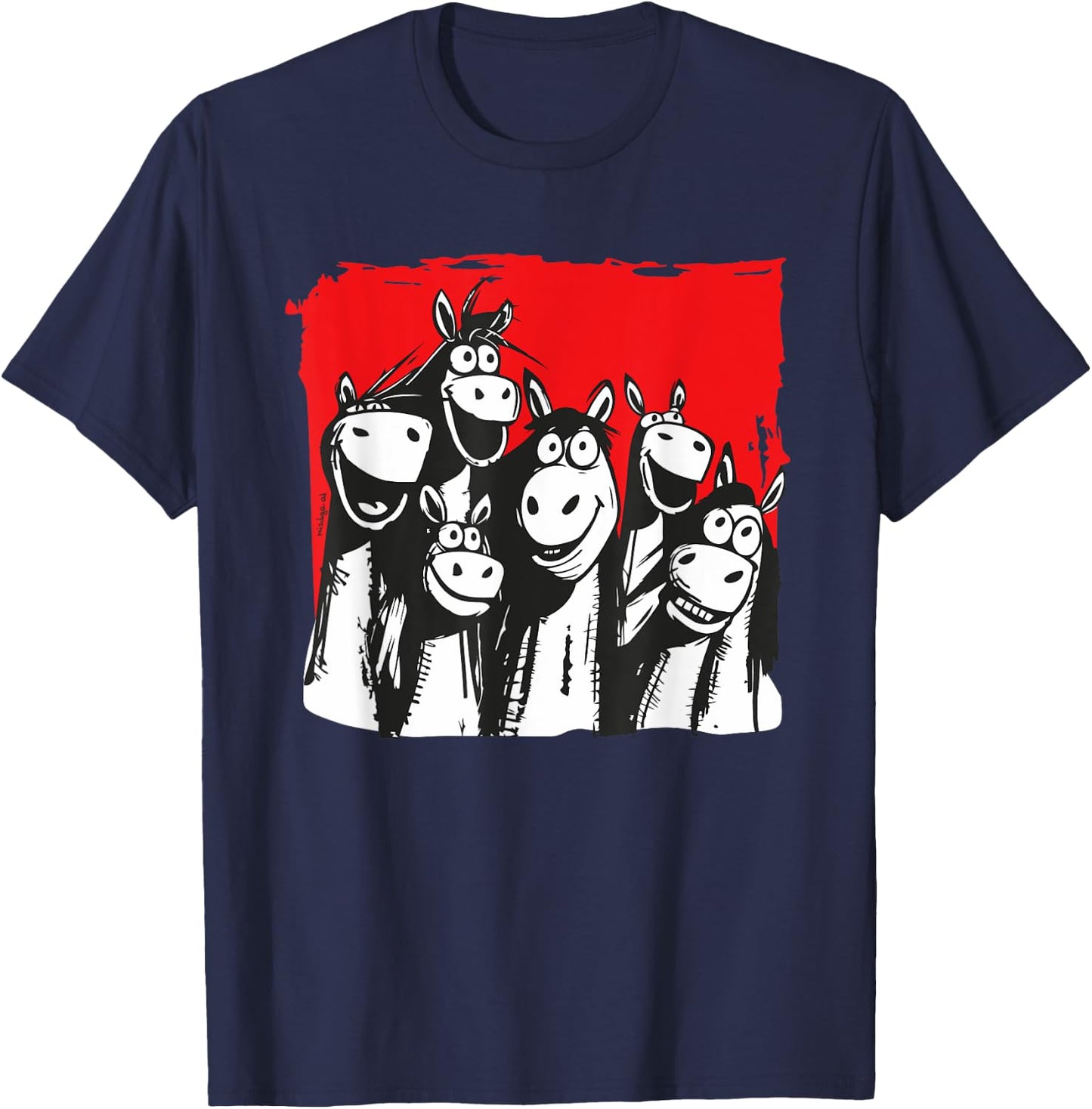 Funny Horses Cartoon Horselove T-Shirt - T-Shirt | Navy