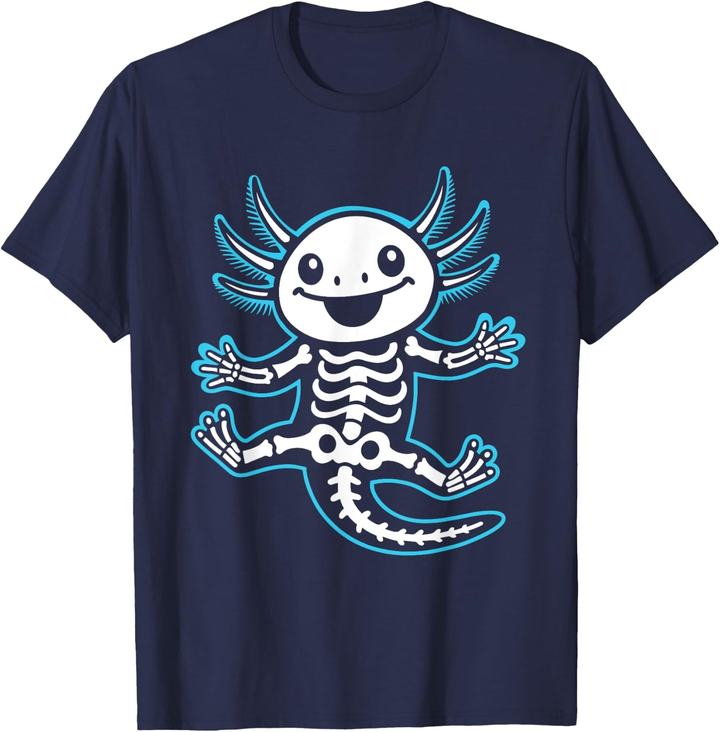 Funny Axolotl Skeleton X-Ray Boys Girls T-Shirt - T-Shirt | Navy