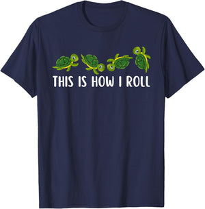 Sea Turtle Lover Kids This Is How I Roll Turtle T-Shirt - T-Shirt | Navy