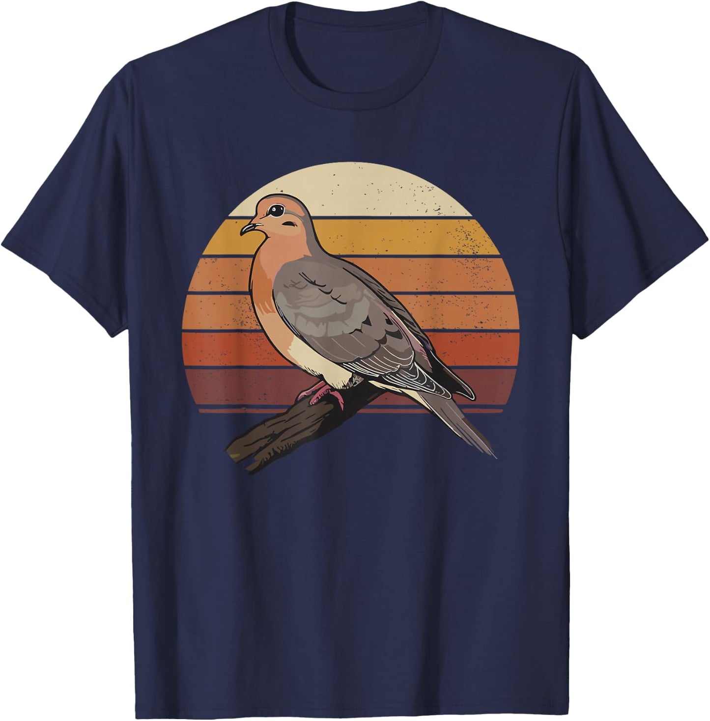 Mourning Dove Bird Lover Vintage Retro Sunset Bird Watching T-Shirt - T-Shirt | Navy