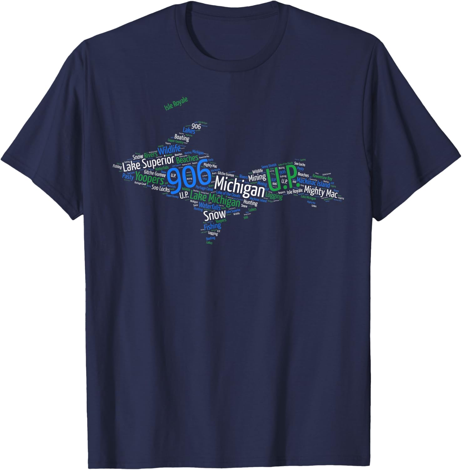 906, Lake Superior, Upper Peninsula of Michigan T-Shirt - T-Shirt | Navy