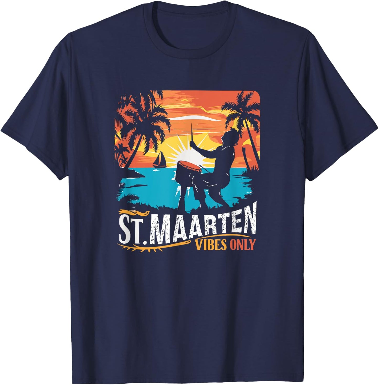 Retro St. Maarten Vibes Only St. Maarten 70s vintage T-Shirt - T-Shirt | Navy