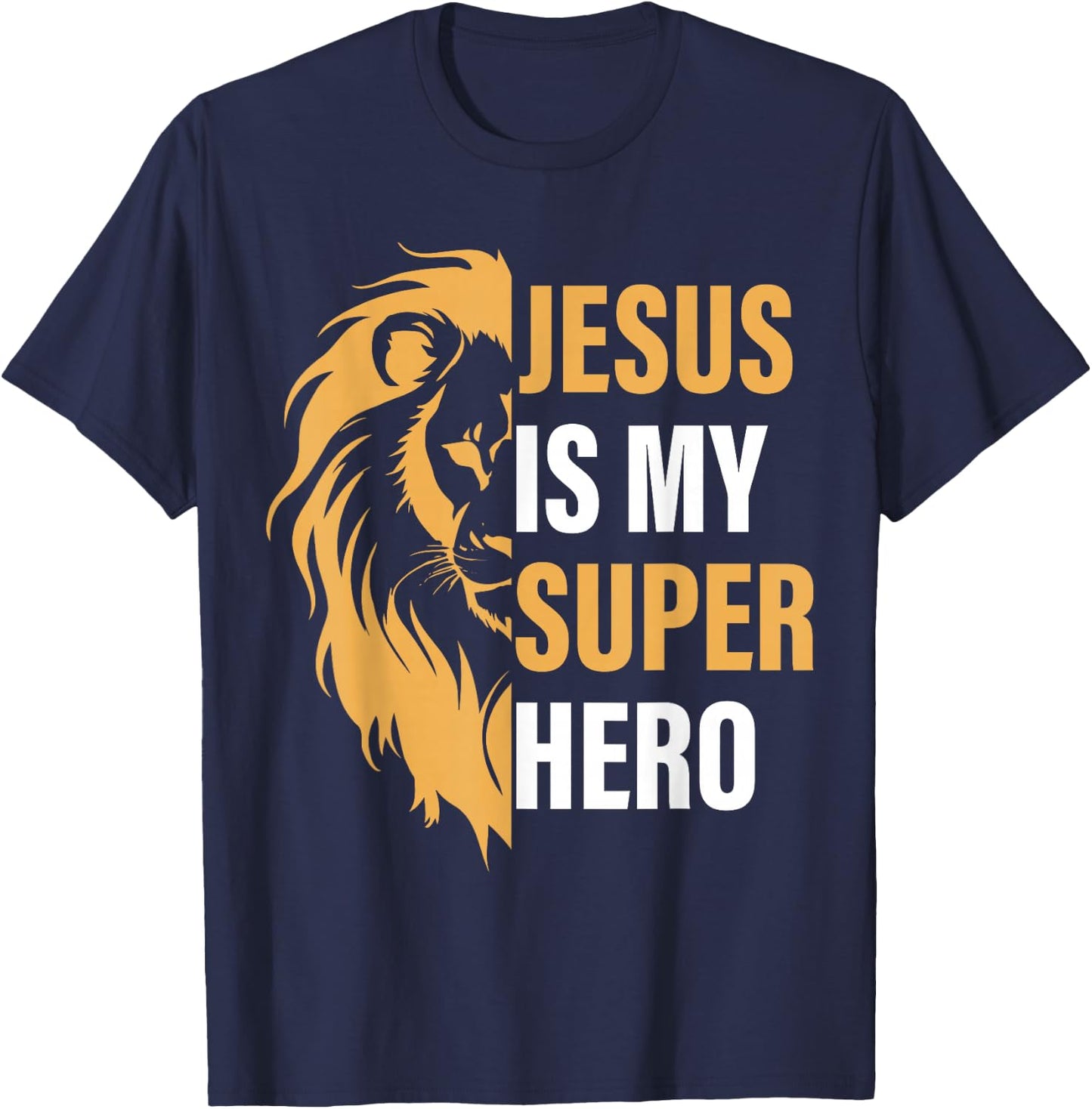 Jesus Is My Superhero Christian Religious T-Shirt - T-Shirt | Navy