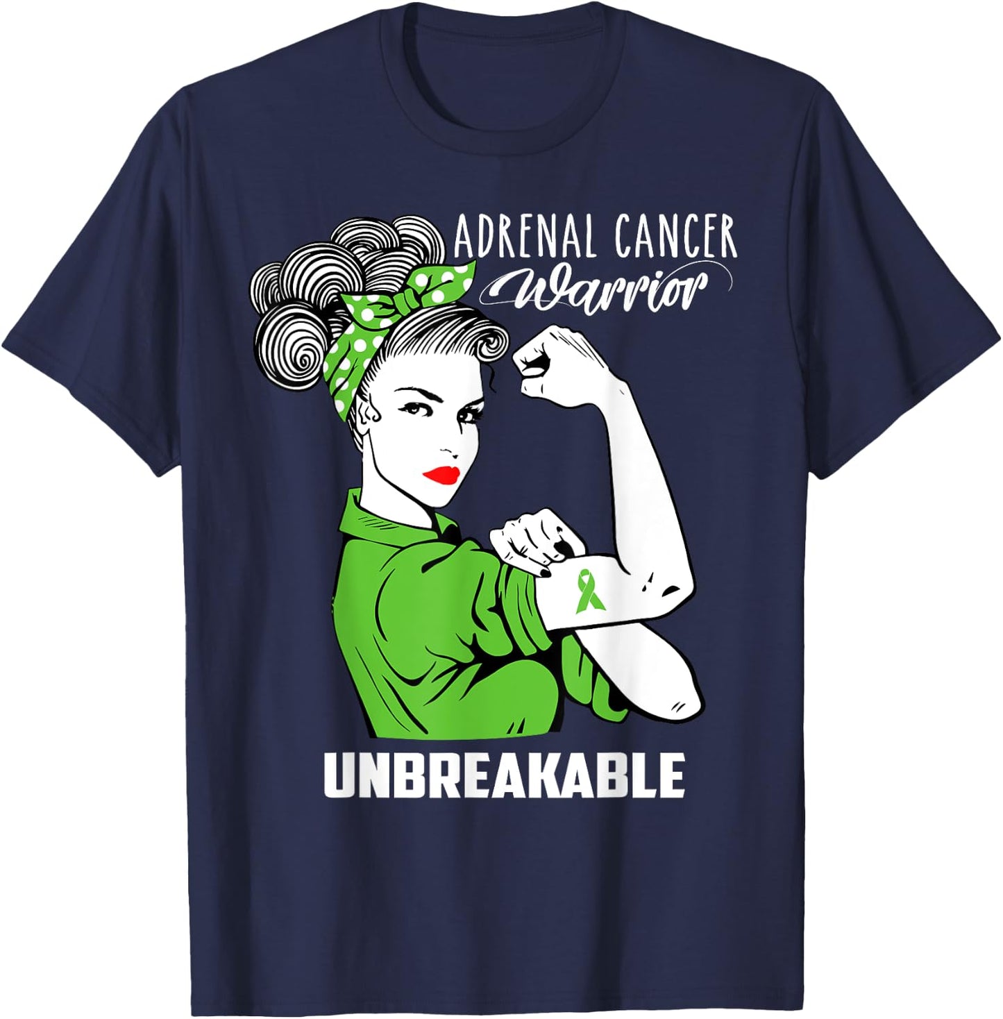 Adrenal Cancer Warrior Unbreakable Shirt Awareness Gift T-Shirt - T-Shirt | Navy