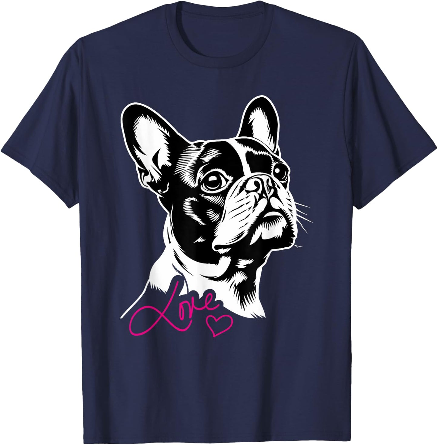 Boston Terrier Dog Boston Terrier Heart Men Women Kids T-Shirt - T-Shirt | Navy