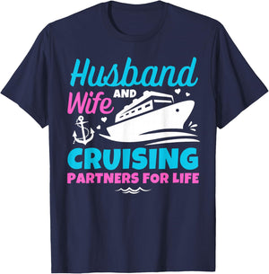 Husband And Wife Cruising Partners For Life Couple Vacation T-Shirt - T-Shirt | Navy