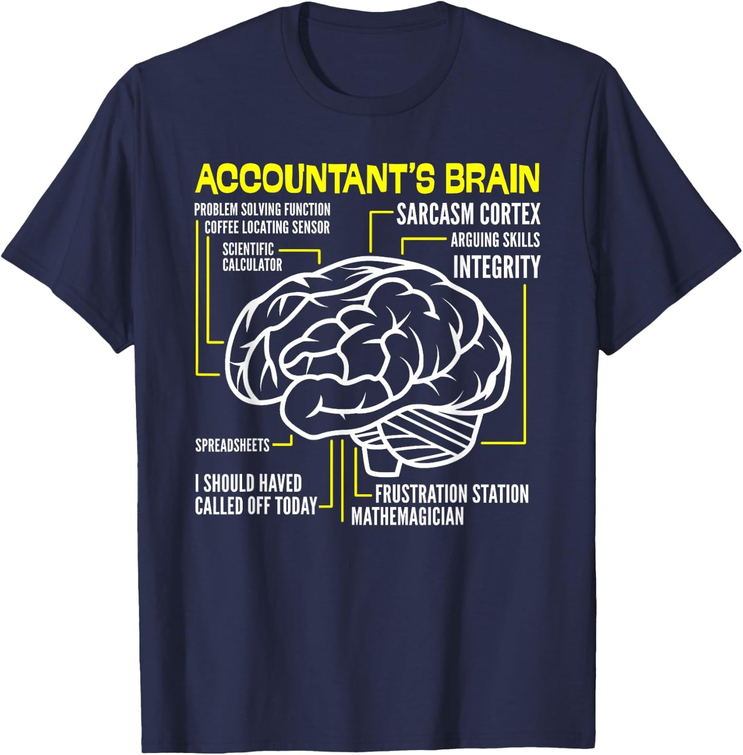 Accountant Brain, Accountant Job Process, Funny C.P.A T-Shirt - T-Shirt | Navy
