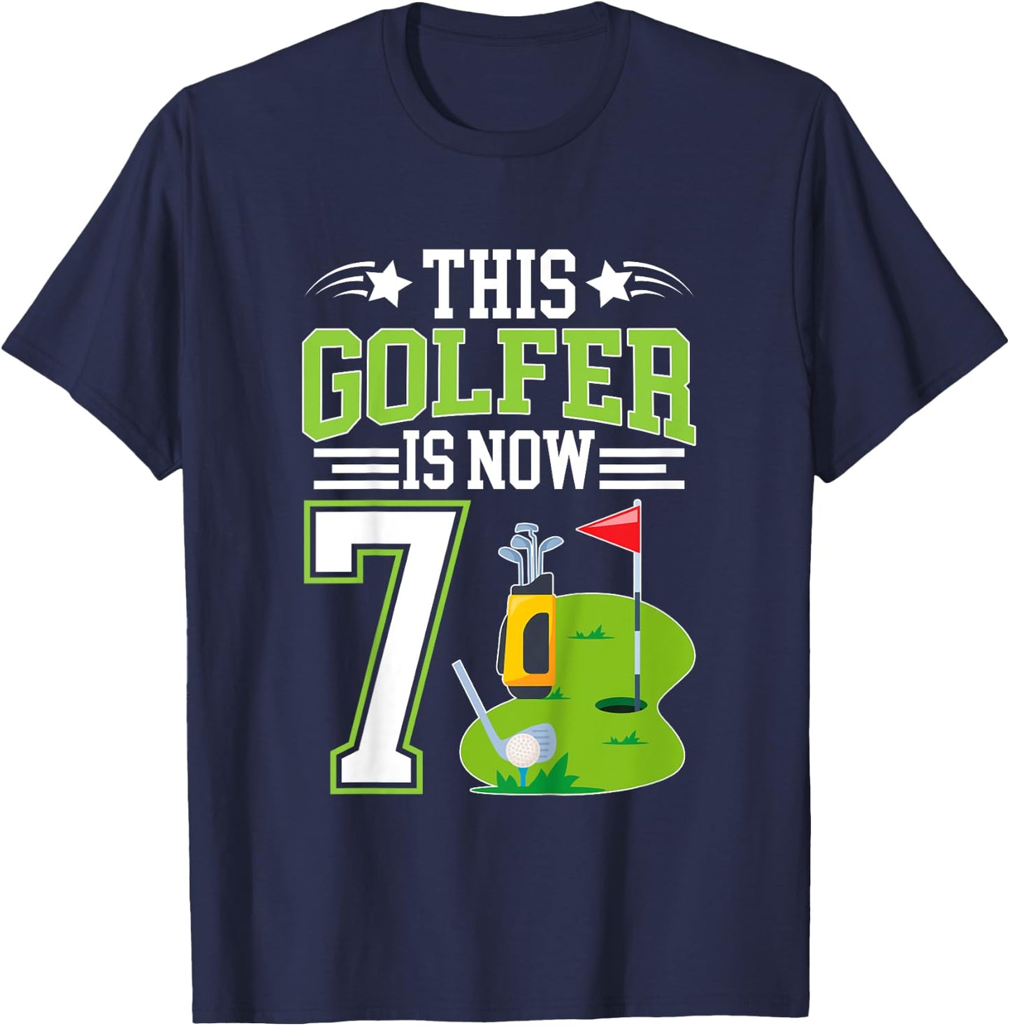 Kids 7th Birthday Party Golf Boy Seven Year Old Golf Player T-Shirt - T-Shirt | Navy