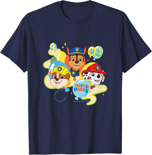 PAW Patrol Pawsitive Vibes Cute Puppy Heads & Balloons T-Shirt - T-Shirt | Navy